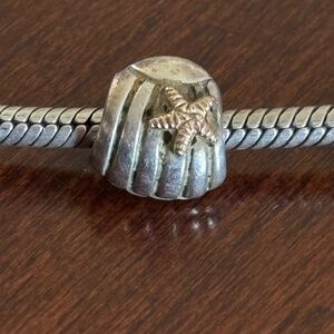Pandora silver charm clam shell and starfish